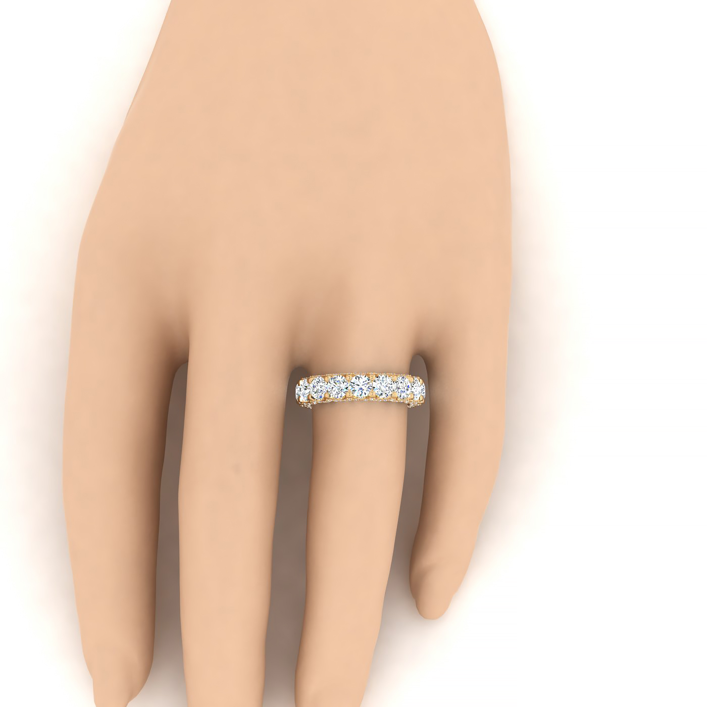 Round Shape Eternity Band with Pave Set Side Diamonds